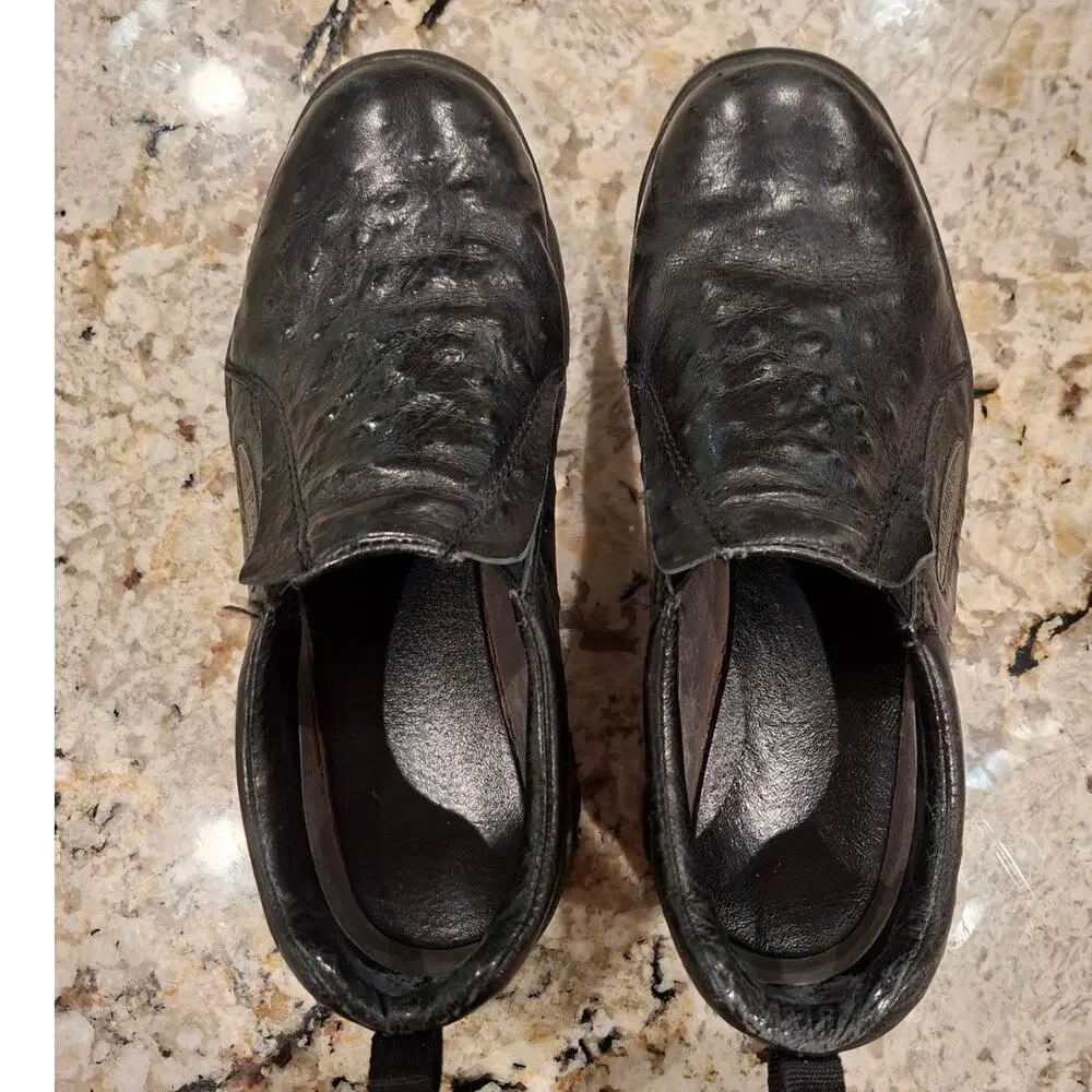 Roper Performance Mens Shoes Slip Ons Ostrich Casual Sz 9 Black